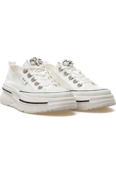 Guja 25Y389 Kadın Dili Taşlı Sim Bağ Kalın Taban Sneaker - 5