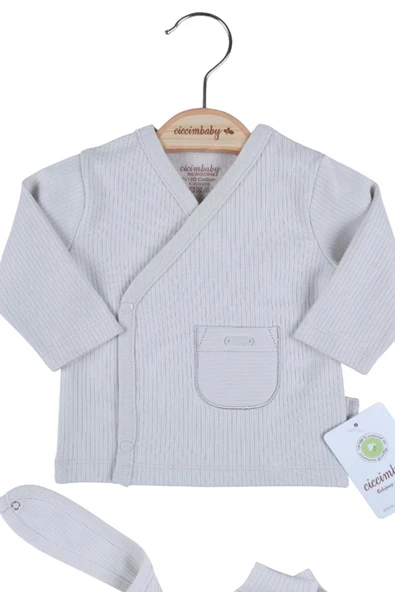 Eterelle Cepli Çizgili 5'li % 100 Pamuk Hastane Çıkış Seti - 2