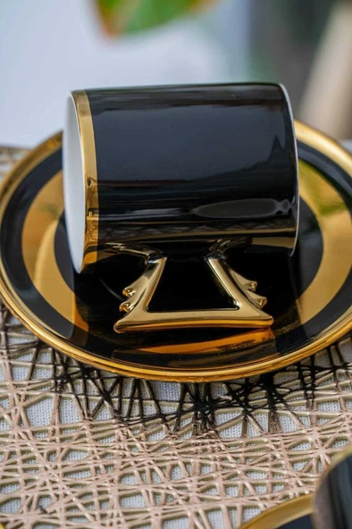 Acar HXF-05917 Paulo Siyah Gold 6lı Kahve Fincan Takımı - 2