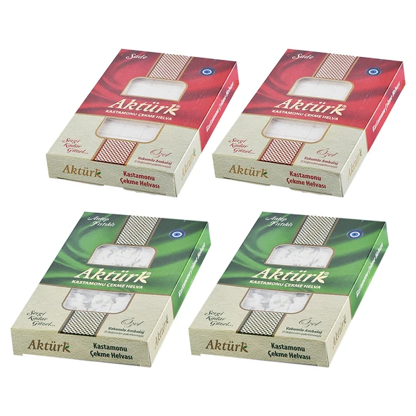 Aktürk Kastamonu Çekme Helva Sade ve Fıstıklı 250 gr 4 lü Karma Paket ürün görseli