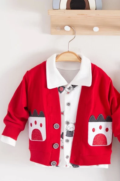 Eterelle Mause Gömlek Yakalı 3'lü Erkek Bebek Takımı - 2