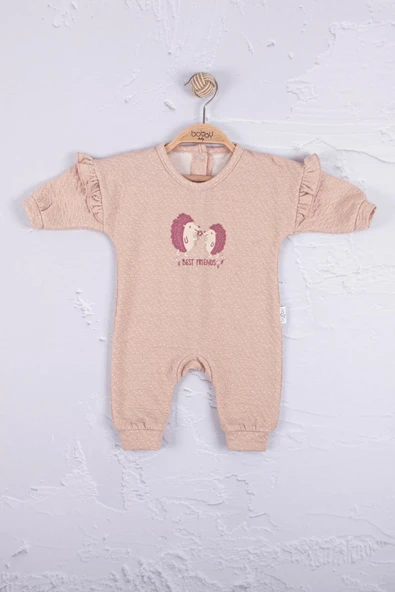 Eterelle Kirpi Nakışlı % 100 Pamuk Kız Bebek Tulum