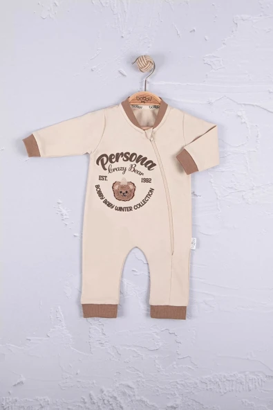 Eterelle Persona Bear Nakışlı % 100 Pamuk Erkek Bebek Tulum