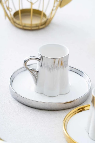 Acar HXF-05924 Aurora Karışık 6lı Kahve Fincan Takımı Gold-Gümüş - 3