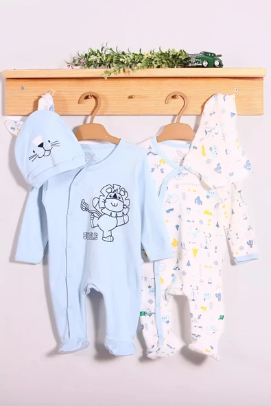 Eterelle Mini Jungle Aslan Desenli Erkek Bebek 4'lü Tulum Seti