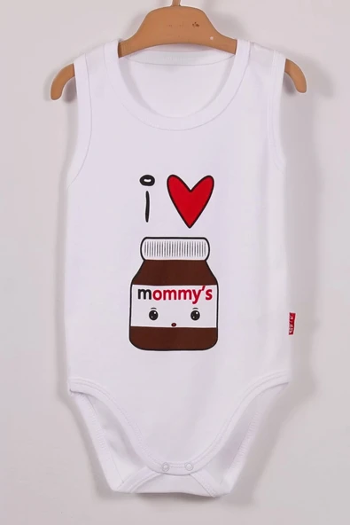 Eterelle Mommy's Cikolata Desenli Askılı Unisex Body - Resim 3