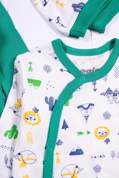 Eterelle Jungle Desenli Erkek Bebek 4'lü Tulum Seti - Resim 5