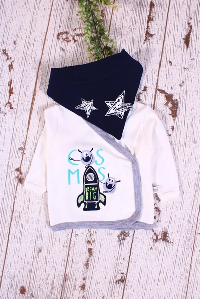 Eterelle Yıldız Desenli Fularlı 5'li Erkek Hastane Çıkışı - 4