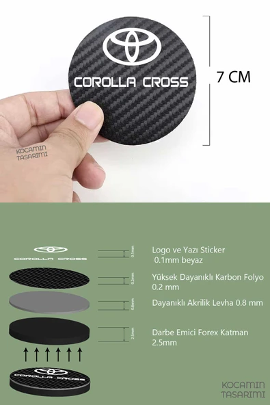 Toyota Corolla Cross Modeline Uygun Karbon Araç Bardak Altlığı 2 Adet Toyota Corolla Cross İç Mekanı İçin Şık 7 cm Tasarım - 2