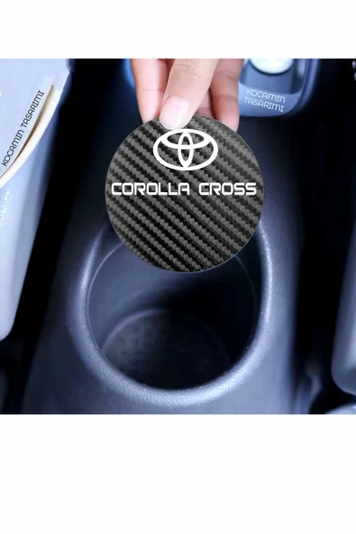Toyota Corolla Cross Modeline Uygun Karbon Araç Bardak Altlığı 2 Adet Toyota Corolla Cross İç Mekanı İçin Şık 7 cm Tasarım - 5