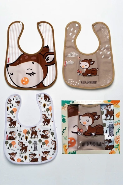 Eterelle Karaca Temalı Kare 3 Parça Microfiber Mama Önlüğü Kendi Kutusunda (su Geçirmez) Çıtçıtlı