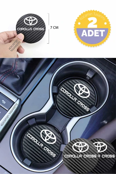 Toyota Corolla Cross Modeline Uygun Karbon Araç Bardak Altlığı 2 Adet Toyota Corolla Cross İç Mekanı İçin Şık 7 cm Tasarım - 7