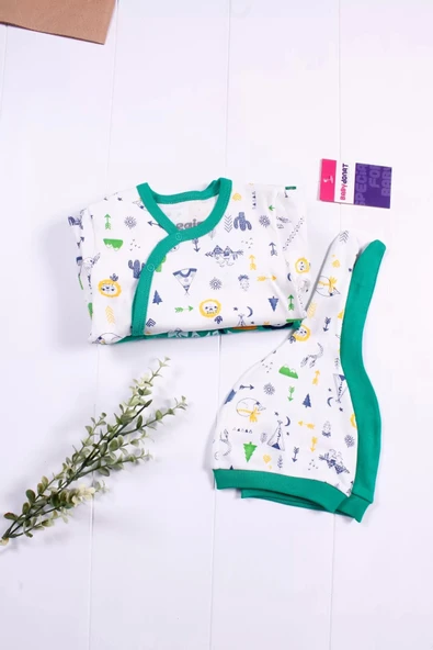 Eterelle Jungle Desenli Erkek Bebek 4'lü Tulum Seti - Resim 3