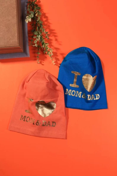 Eterelle I Love Mom Dad 2-4 Yaş Erkek Çocuk Şapkası 2'li Paket - 5