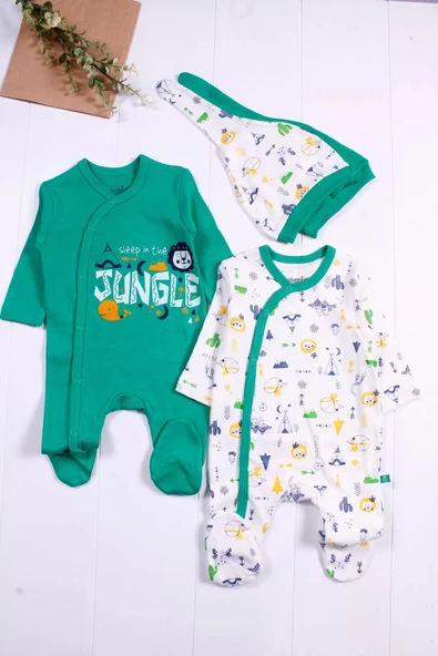 Eterelle Jungle Desenli Erkek Bebek 4'lü Tulum Seti - Resim 2