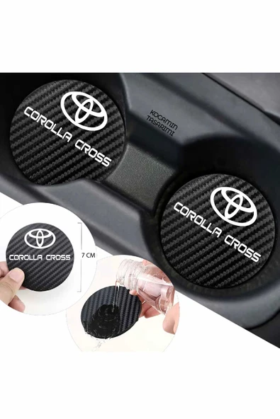 Toyota Corolla Cross Modeline Uygun Karbon Araç Bardak Altlığı 2 Adet Toyota Corolla Cross İç Mekanı İçin Şık 7 cm Tasarım - 4