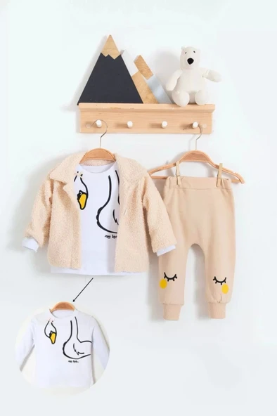 Eterelle Peluş Hırkalı 3 Lü Kız Bebek Takım - 1
