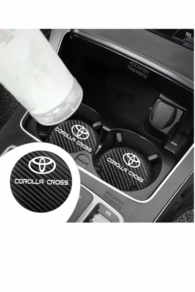 Toyota Corolla Cross Modeline Uygun Karbon Araç Bardak Altlığı 2 Adet Toyota Corolla Cross İç Mekanı İçin Şık 7 cm Tasarım - 6