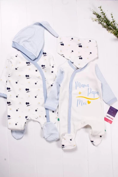 Eterelle Marin Kravuze Desenli Erkek Bebek 4'lü Tulum Seti ürün görseli