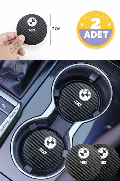 Karbon Desenli BMW  420i Bardak Altlığı BMW  420i İç Mekanı İçin Spor 7 cm Tasarımı 2 Adet