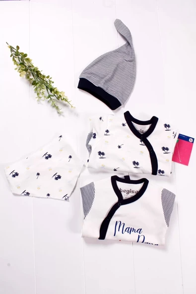 Eterelle Marin Kravuze Desenli Erkek Bebek 4'lü Tulum Seti - Resim 2