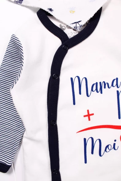 Eterelle Marin Kravuze Desenli Erkek Bebek 4'lü Tulum Seti - Resim 3