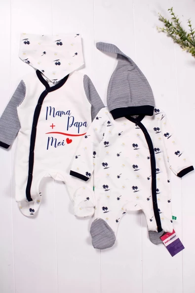 Eterelle Marin Kravuze Desenli Erkek Bebek 4'lü Tulum Seti ürün görseli