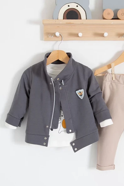 Eterelle We Are Ceketli 3'lü % 100 Pamuk Erkek Bebek Takımı - Resim 2