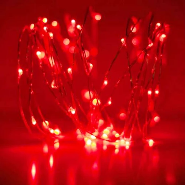 YILBAŞI ÇAM AĞACI IŞIĞI 10 METRE KIRMIZI LED IŞIK KIRMIZI PİLLİ LED IŞIK MİCRO PARLAK CANLI LED IŞIKLI ürün görseli