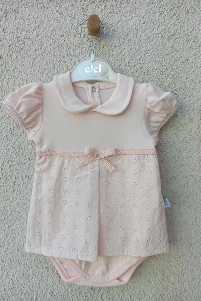 Eterelle Bebek Yakalı Çiçek Işlemeli Bandanalı Badi 3-6-9 Ay - Resim 3