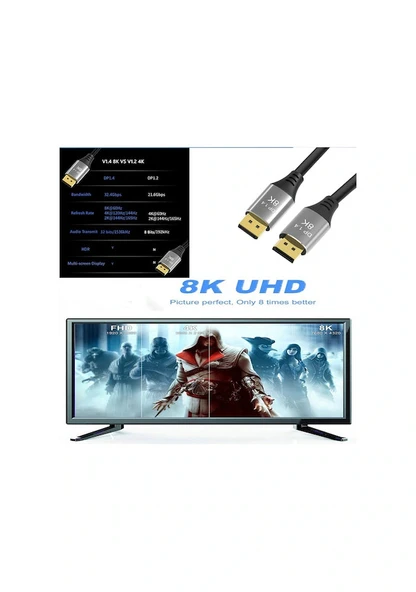 PMR 8K DisplayPort Kablo 5M - 1.4v, 7680x4320p, 32.4Gbps, HDR Zr834 - 5