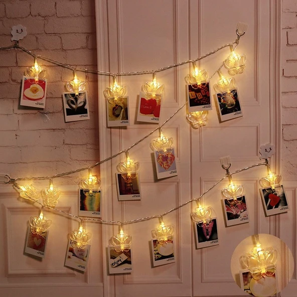 BUTTERFLY CLİPS STRİNG LED LİGHTS PİLLİ KELEBEK MANDAL LED IŞIK GÜN IŞIĞI LED IŞIK YILBAŞI AĞACI IŞIĞI  PİLLİ LED IŞIK - 3