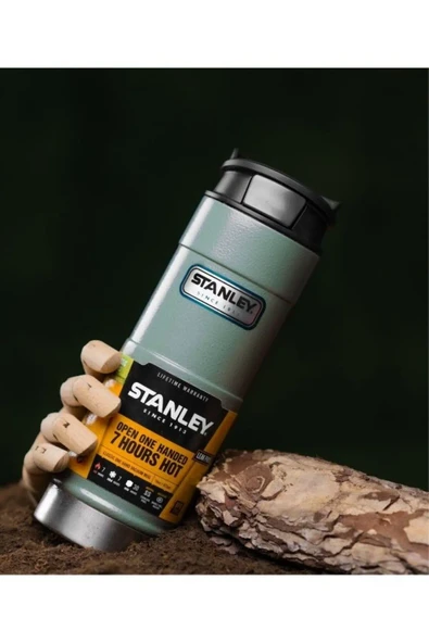 Stanley One Hand Mug Termos 0,47 LT  Paslanmaz Çelik - Yeşil Ömür Boyu Garanti