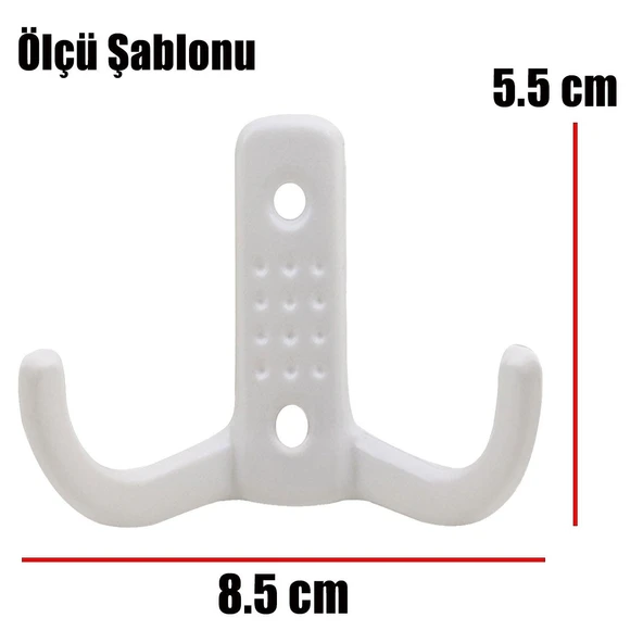 Vestiyer Duvar Askısı Dolap Elbise Askılığı Beyaz Metal Askı (10 Adet) - Resim 4