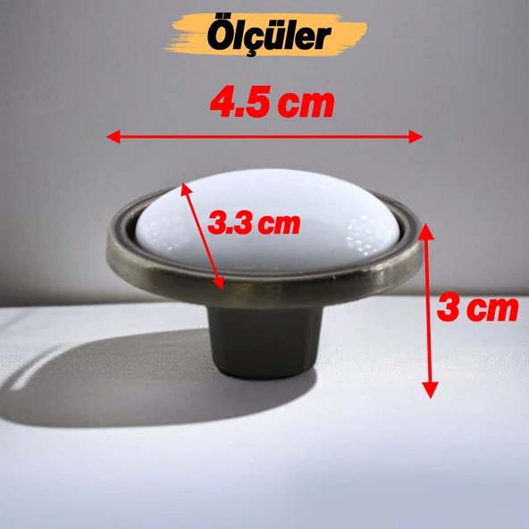 Çoruh Porselen Antik Nikel Kulp Düğme Çekmece Mutfak Mobilya Dolabı Dolap Kulpu Kulbu Metal Kulpları - Resim 3