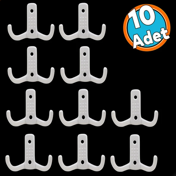 Vestiyer Duvar Askısı Dolap Elbise Askılığı Beyaz Metal Askı (10 Adet)