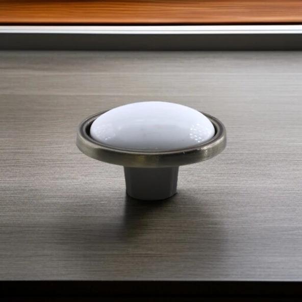 Çoruh Porselen Antik Nikel Kulp Düğme Çekmece Mutfak Mobilya Dolabı Dolap Kulpu Kulbu Metal Kulpları - Resim 2