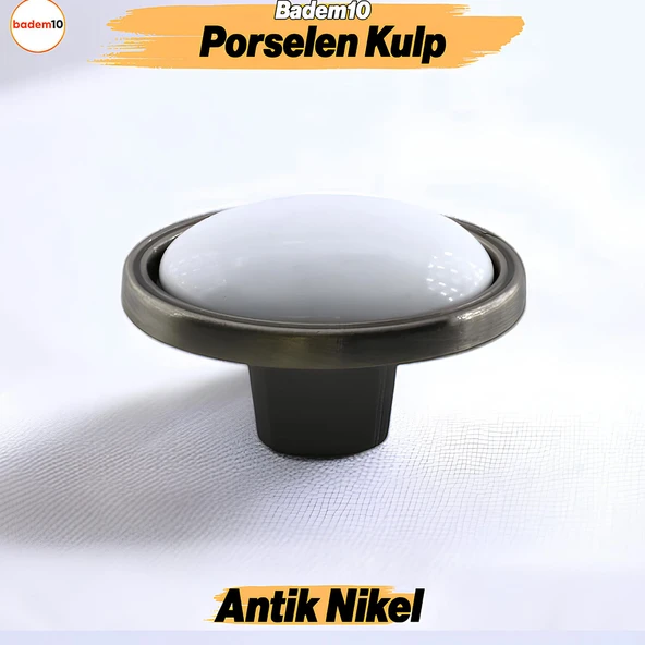 Çoruh Porselen Antik Nikel Kulp Düğme Çekmece Mutfak Mobilya Dolabı Dolap Kulpu Kulbu Metal Kulpları
