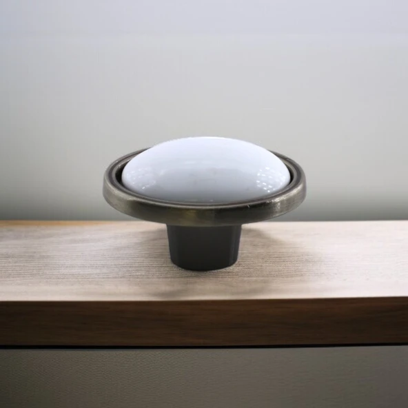 Çoruh Porselen Antik Nikel Kulp Düğme Çekmece Mutfak Mobilya Dolabı Dolap Kulpu Kulbu Metal Kulpları - Resim 5