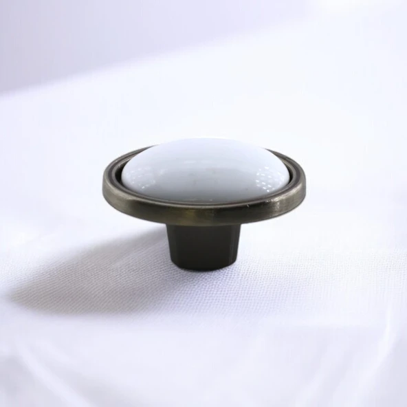 Çoruh Porselen Antik Nikel Kulp Düğme Çekmece Mutfak Mobilya Dolabı Dolap Kulpu Kulbu Metal Kulpları - Resim 4