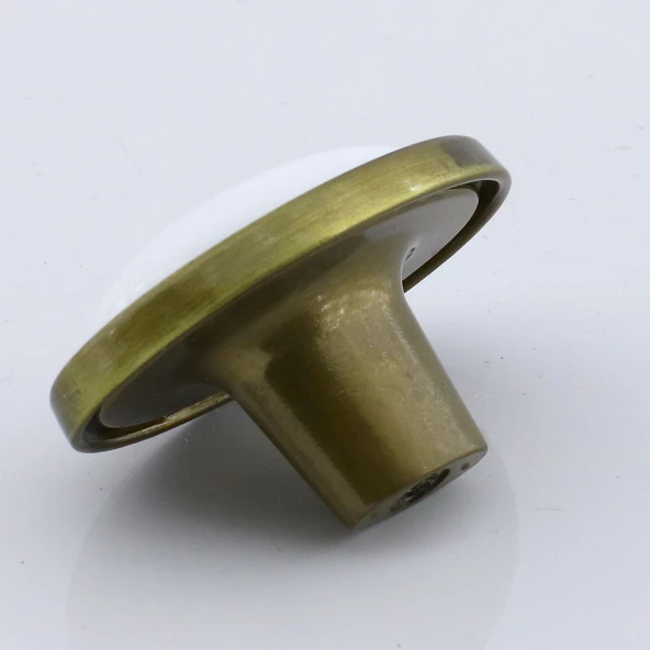 Çoruh Porselen Antik Sarı Kulp Düğme Çekmece Mutfak Mobilya Dolabı Dolap Kulpu Kulbu Metal Kulpları - 2