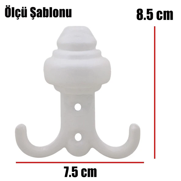 Vestiyer Duvar Askısı Dolap Elbise Askılığı Beyaz Metal Askı (5 Adet) - 4