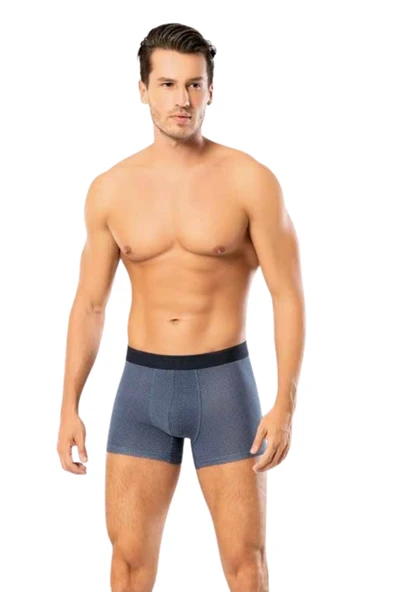 Looksense Erkek Dude 2 li Düz ve Desenli Likralı Boxer 1406 - 3