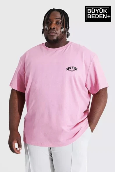 Erkek Büyük Beden New York Baskılı Bisiklet Yaka Tshırt SPR25BTS14 - Resim 9