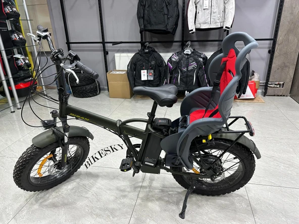 BİKE SKY Unisex Çocuk Gri-Kırmızı Htp Design Italyan Bisiklet Koltuğu Bagaja Montaj - 2