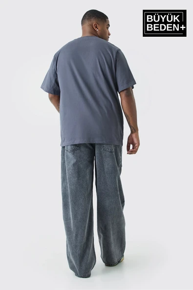 Erkek Büyük Beden El Yazılı California Baskılı Bisiklet Yaka Tshırt SPR25BTS13 - 10