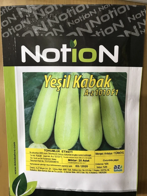 KABAK TOHUMU F1 YEŞİL KABAK - 20 Adet Tohumluk ürün görseli 1