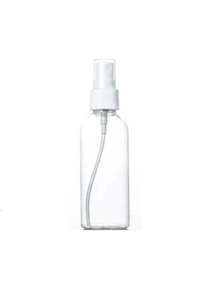 100ml PE şeffaf şişe beyaz sprey başlık, 24 adet, dezenfektan şişesi, plastik şişe, medikal şişe, boş şişe, parmak sprey başlık, spreyli şişe