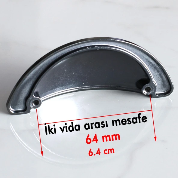 Mobilya Mutfak Dolabı Çekmece Dolap Kulpları Kulpu Kulb Yelken Midye Tas Çanak 64 mm Düğme Füme - 3