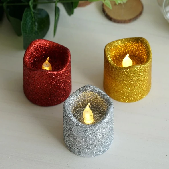 DEKOR RAMAZAN MUMLARI 12 ADET SİMLİ LED IŞIKLI MUM KIRMIZI GOLD GÜMÜŞ LED MUM IŞIKLI MUM GÜN IŞIĞI MUM